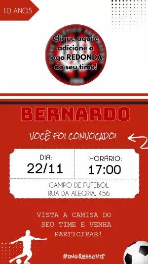 Convite de Aniversário Futebol com Logo para Editar Online