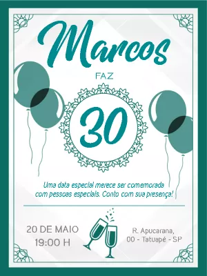Convite de Aniversário Masculino Elegante para Editar Online