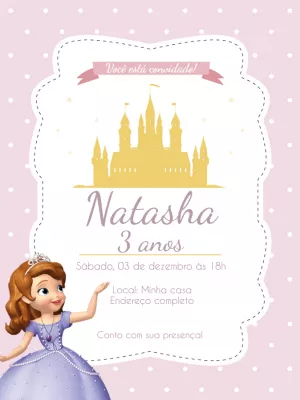 Convite Aniversário Princesa Sofia Editável Online