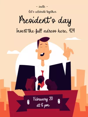 Editable President's Day Invitation with Cartoon President