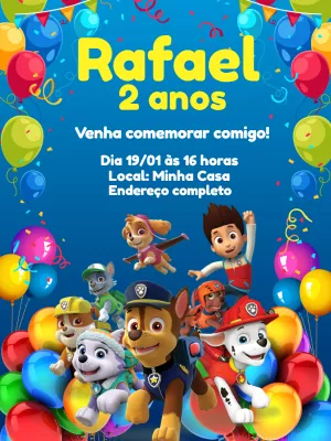 Invito di compleanno Paw Patrol – Statico – Jonathan Fiuza
