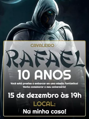 Convite Aniversário Cavaleiro da Lua para Editar Online