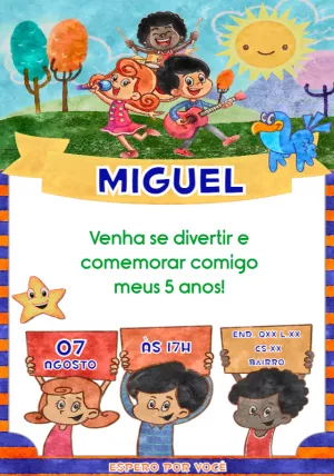 Convite Aniversário 3 Palavrinhas com a Turma para Editar