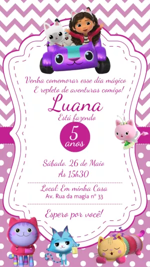 Invitación de cumpleaños La casa de muñecas de Gabby – Estático – Laiane