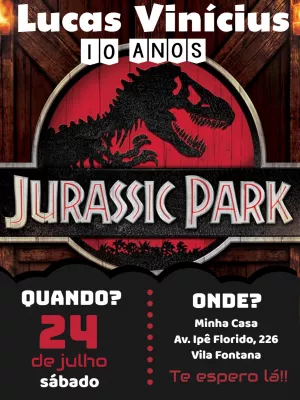 Convite Aniversário Jurassic Park com Dinossauros para Editar