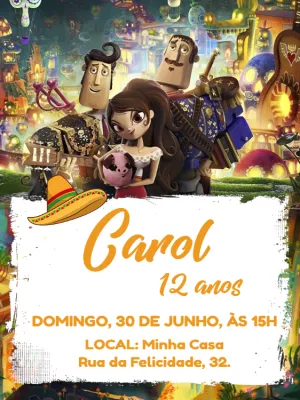 Convite de Aniversário Festa no Céu com Personagens Editável