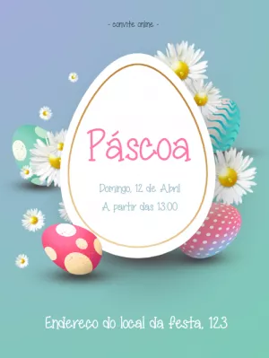Convite de Páscoa com Ovos e Flores para Editar Online