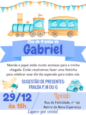 Invito baby shower – Statico – Pedro Henrique