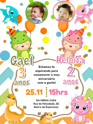 Invitación de cumpleaños Dinosaurio – Estático – Pedro Henrique