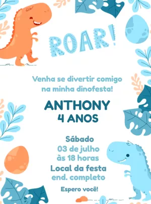 Invitación de cumpleaños Dinosaurio – Estático – Decore Arte