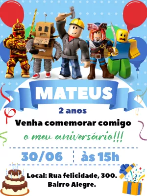 Invito di compleanno Roblox – Statico – Bella Liz Convites