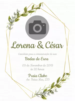 Convite Bodas de Erva com Foto para Editar Online