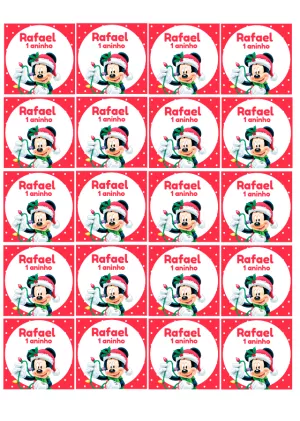 Adesivo Natal do Mickey para Aniversário Editável Online