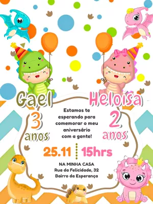 Invitación de cumpleaños Dinosaurio – Estático – Pedro Henrique