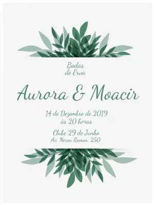 Convite Bodas de Erva com Folhagem Verde para Editar Online