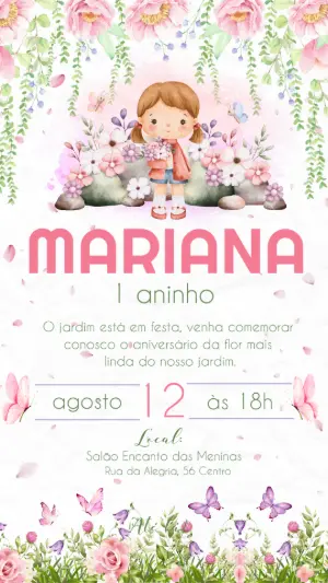 Convite Aniversário Jardim Encantado Aquarela para Editar