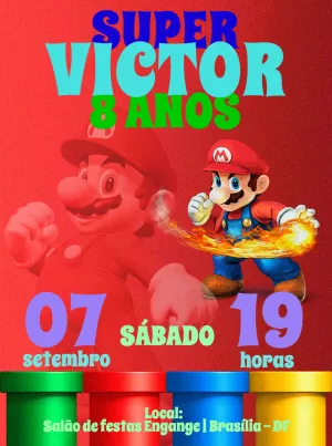 Invito di compleanno Super Mario – Statico – Engange Digital Marketing