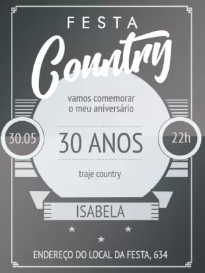 Convite de Aniversário Country Rústico para Editar Online
