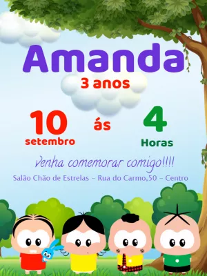 Invitation d'anniversaire Turma da Mônica – Statique – Maria Almeida Gomes de Oliveira