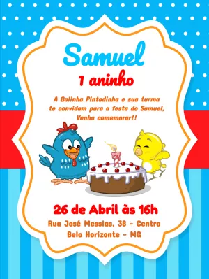 Convite de Aniversário Galinha Pintadinha Editável Online