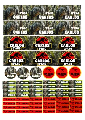 Kit de Etiquetas Escolares Dinossauros para Editar Online