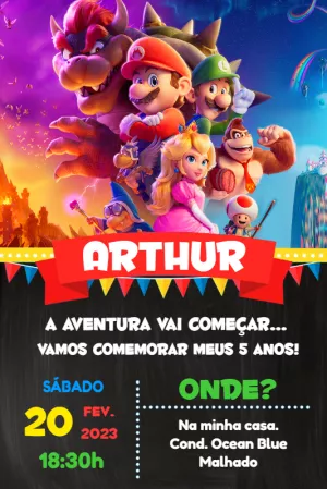 Invito di compleanno Super Mario – Statico – Festejar Conviteria