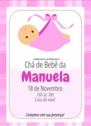 Convite Chá de Bebê Menina Bebê na Manta para Editar Online