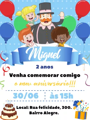 Convite de Aniversário Mundo Bita para Editar Online