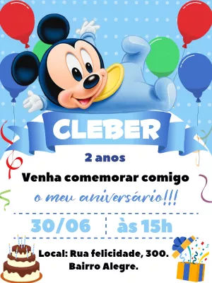 Mickey Mouse Birthday Invitation – Static – Bella Liz Convites