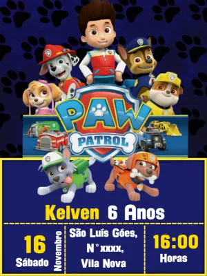 Invito di compleanno Paw Patrol – Statico – Lilian Designer