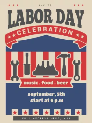 Labor Day Party Invitation with Retro Style to Edit Online