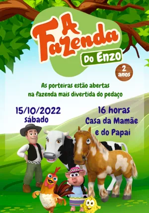 Convite Aniversário A Fazenda do Zenon para Editar Online
