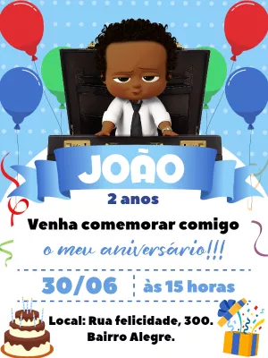 Convite Aniversário Poderoso Chefinho Afro para Editar