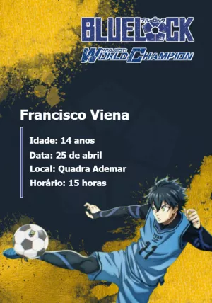Convite de Aniversário Blue Lock com Personagens para Editar