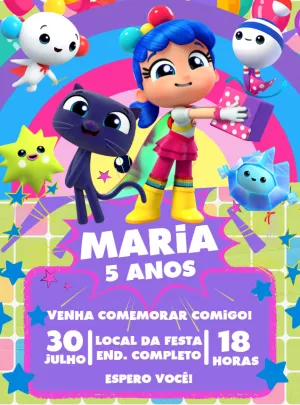 Convite Aniversário Vera e o Reino do Arco-Íris para Editar
