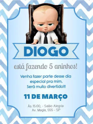 Convite Aniversário Poderoso Chefinho para Editar Online