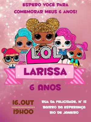 Convite de Aniversário LOL Surprise para Editar Online
