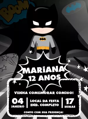 Convite Aniversário Batman Toy para Editar Online