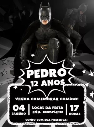 Convite de Aniversário Batman para Editar Online