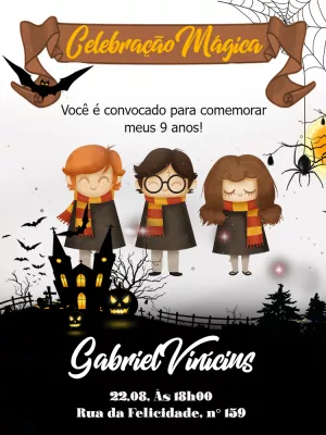 Convite Aniversário Harry Potter Baby Editável Online