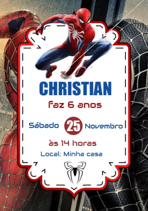 Convite Aniversário Homem Aranha para Editar Online