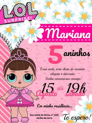 Convite Aniversário LOL Surprise Rosa para Editar Online