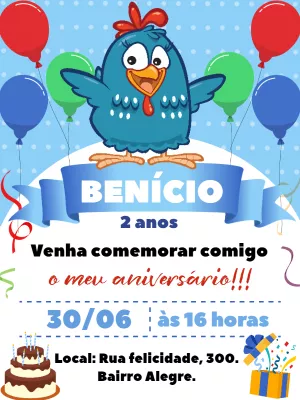 Galinha Pintadinha生日邀请函 – 静态 – Bella Liz Convites