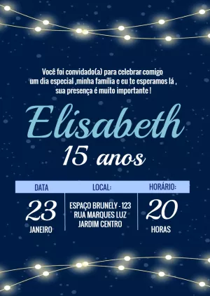 Convite de 15 Anos Elegante com Luzes para Editar Online