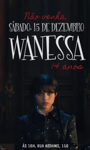 Convite de Aniversário Wandinha Addams para Editar Online