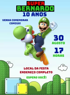 Invito di compleanno Super Mario – Statico – Decore Arte