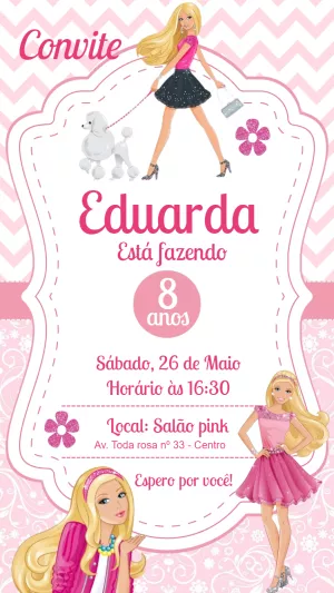 Invitación de cumpleaños Barbie – Estático – Laiane