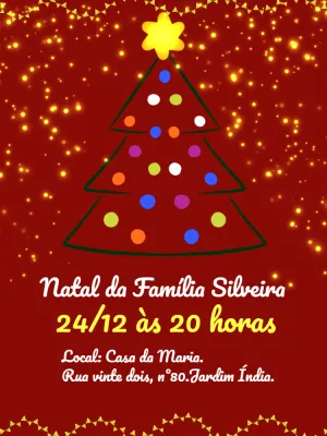 Convite de Natal com Árvore Decorada para Editar Online