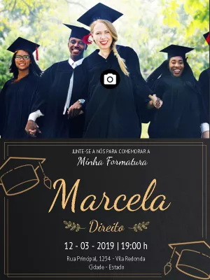 Convite de Formatura com Foto para Editar Online