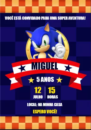 Convite de Aniversário do Sonic Editável Online